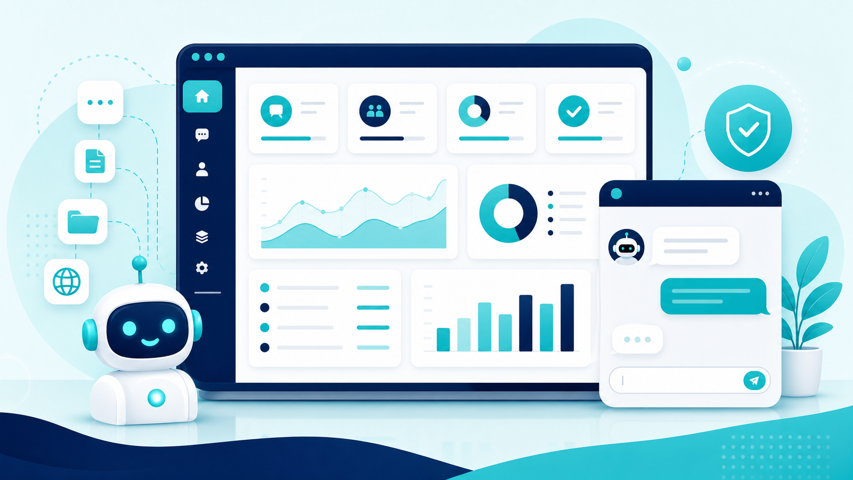 aZentiKo AI chatbot dashboard and website assistant preview